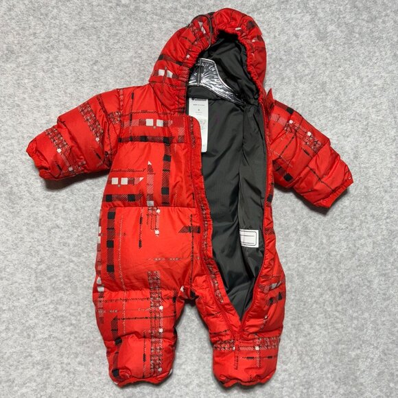 Columbia Snowsuit 6 months Snuggly Bunny Infant Bunting Red Plaid Down Filled - Picture 3 of 8